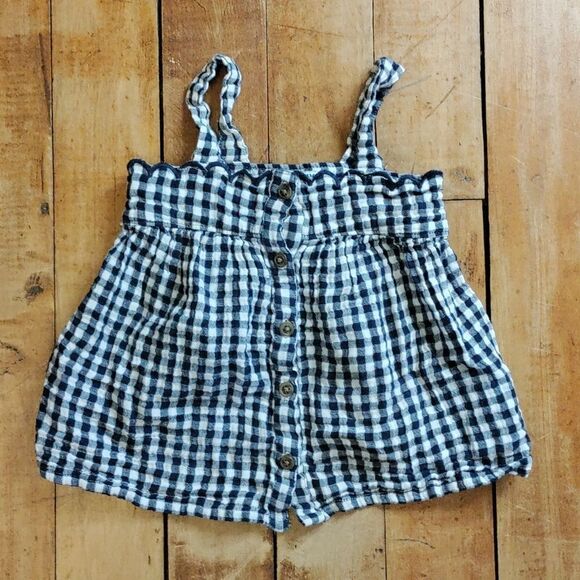 Old Navy Tank Top 2T Blue Gingham Cotton Spring Summer Boho - Picture 1 of 6